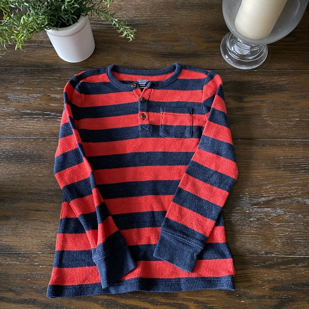Boys Old Navy Red and Blue striped shirt